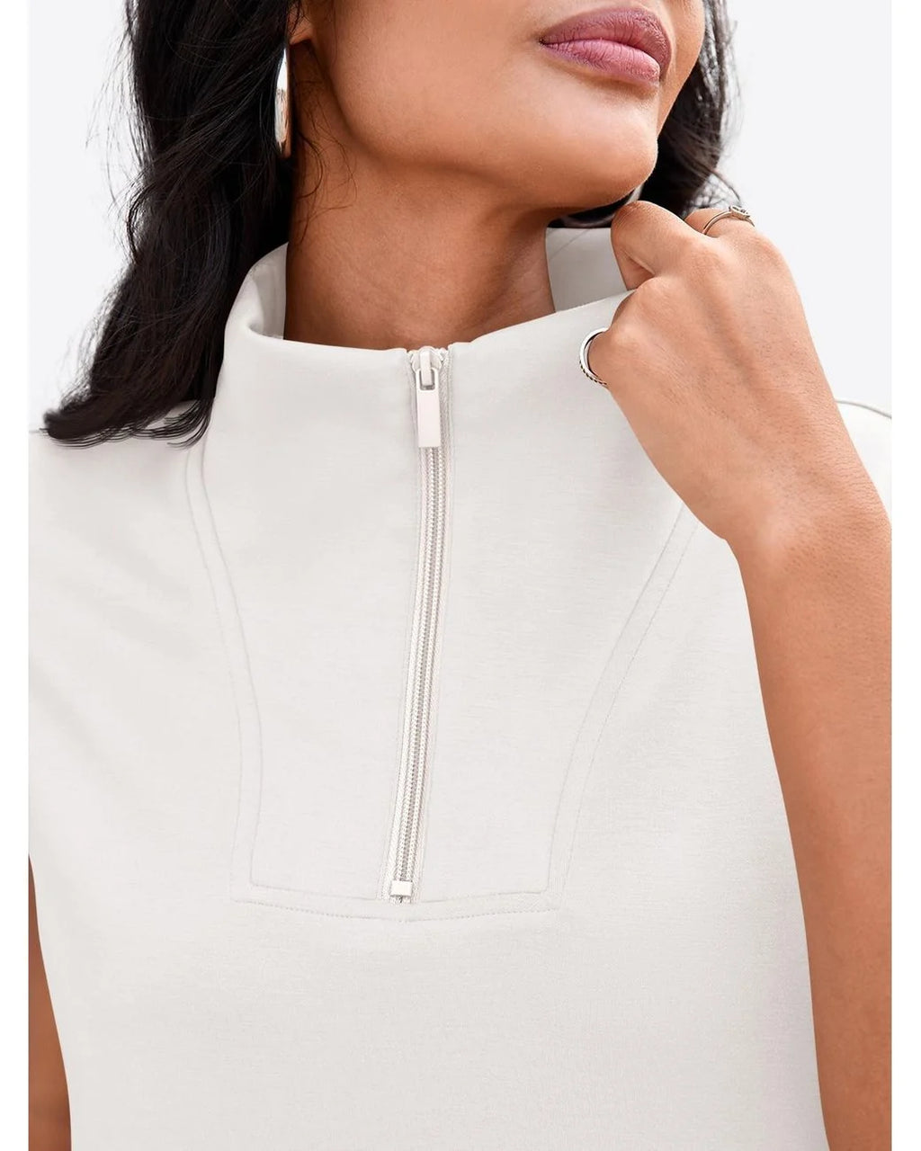 Women’s Summer 2 Piece Skirt Set – Sleeveless Half Zip Tennis Outfit